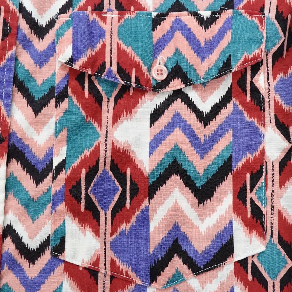 Vntg Frontier Series Western Shirt Mens XL Pink Turquoise Button Cowboy 80s 90s - Picture 5 of 11